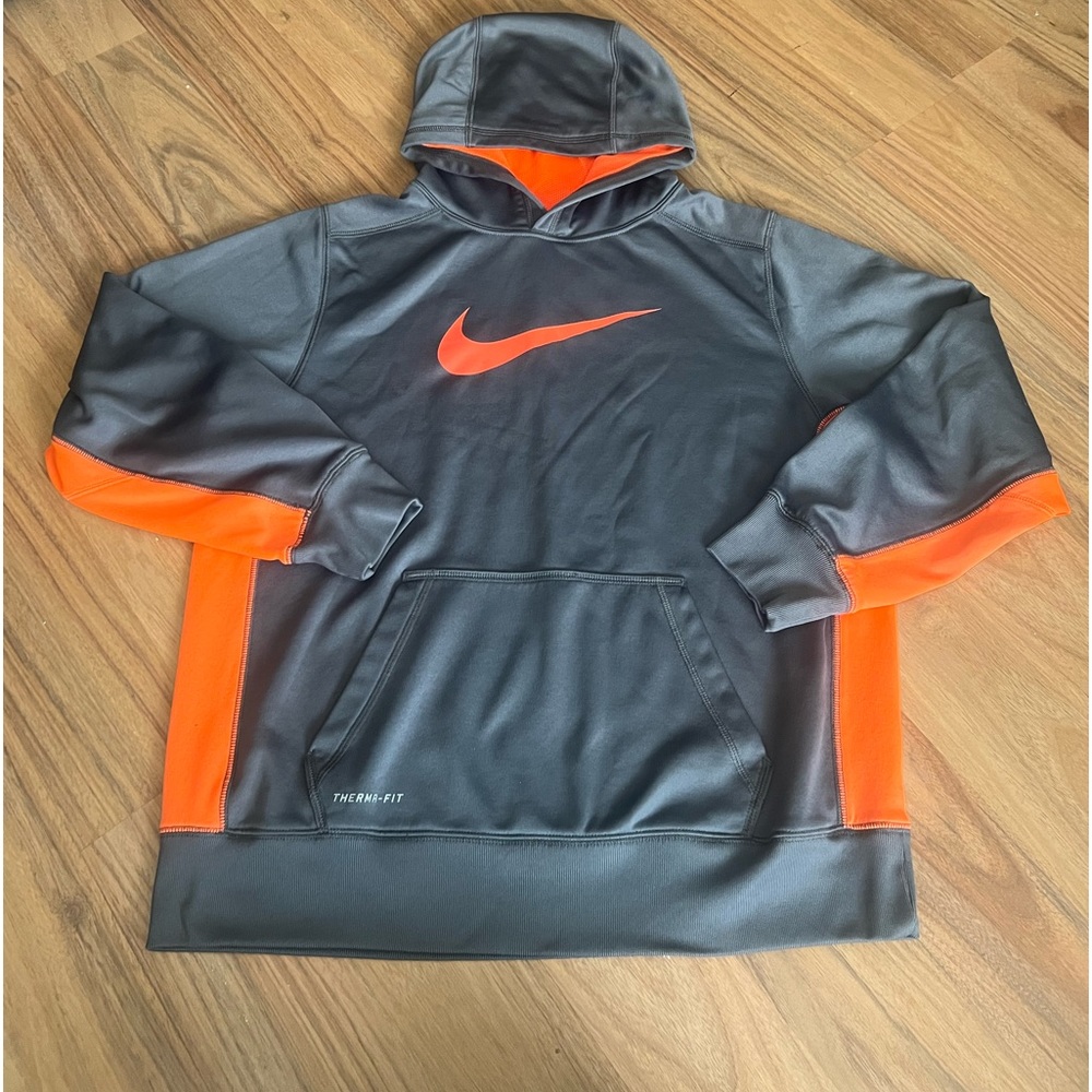 Nike Gray and Orange Kids Hoodie